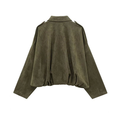 MUJER 2025 Suede Bomber Jackets for Women Outerwears Oversized Jacket Woman Streetwear Zip Women's Coats Padded Varsity Jackets