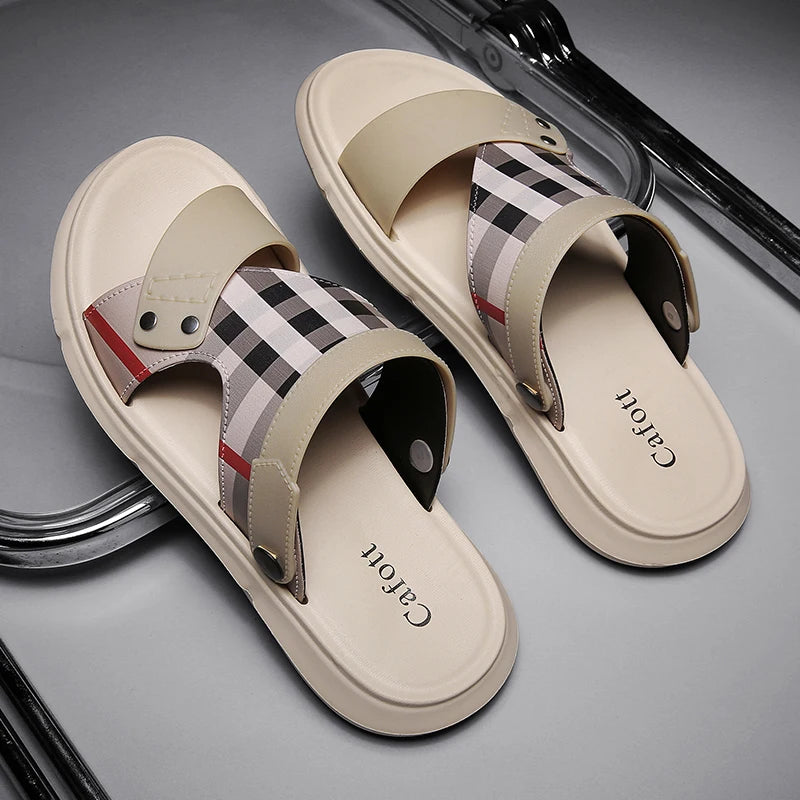 Sandals Men's 2025 New Summer Casual Beach Shoes Indoor and Outdoor Wear Two-Wear Lightweight One-Line Sandals