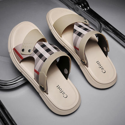 Sandals Men's 2025 New Summer Casual Beach Shoes Indoor and Outdoor Wear Two-Wear Lightweight One-Line Sandals