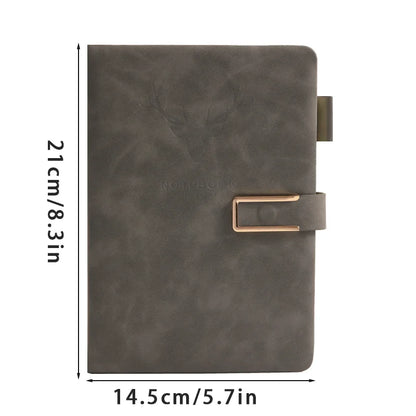 200pages A5 Leather Notebook with Leather Notebook Cover, Personalized Soft Cover and Bookmark, Perfect for Business, Meeting