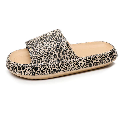 Fashion Leopard Home Slippers Women Soft Sole Non Slip Indoor Bathroom Slippers for Adults Summer Thick Platform Slides Female