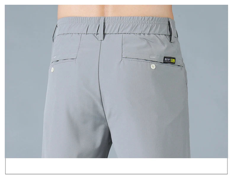 2025 Spring Summer Ultra-thin Men's Casual Pants Slim Straight Leg Elastic Waist Sports Jogging Trousers Fashion Men Golf Pants