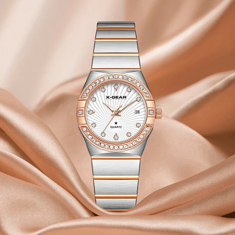 New Luxury Trendy Ladies Watch Luminous Waterproof Stainless Steel Date Woman Watch Fashion Elegant Quartz Women's Watches