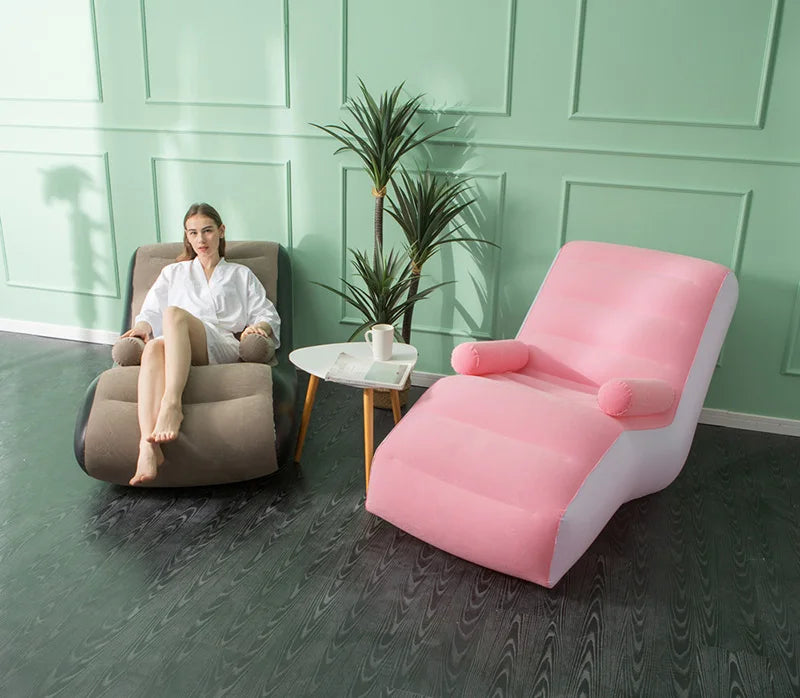 1Pc Inflatable Lazy Sofa Home Leisure Fashion Comfortable  Inflatable Air Sleeping Bed Indoor Collapsible Bed Leisure Sofa