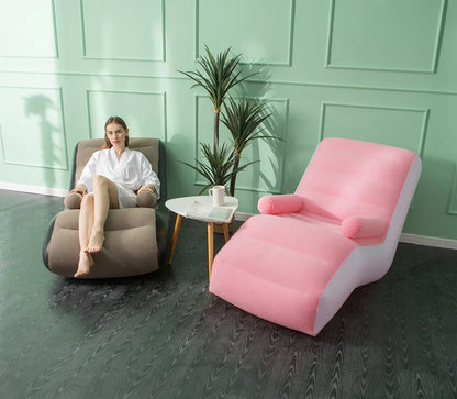 1Pc Inflatable Lazy Sofa Home Leisure Fashion Comfortable  Inflatable Air Sleeping Bed Indoor Collapsible Bed Leisure Sofa