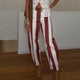Red Striped Straight-Leg Pants