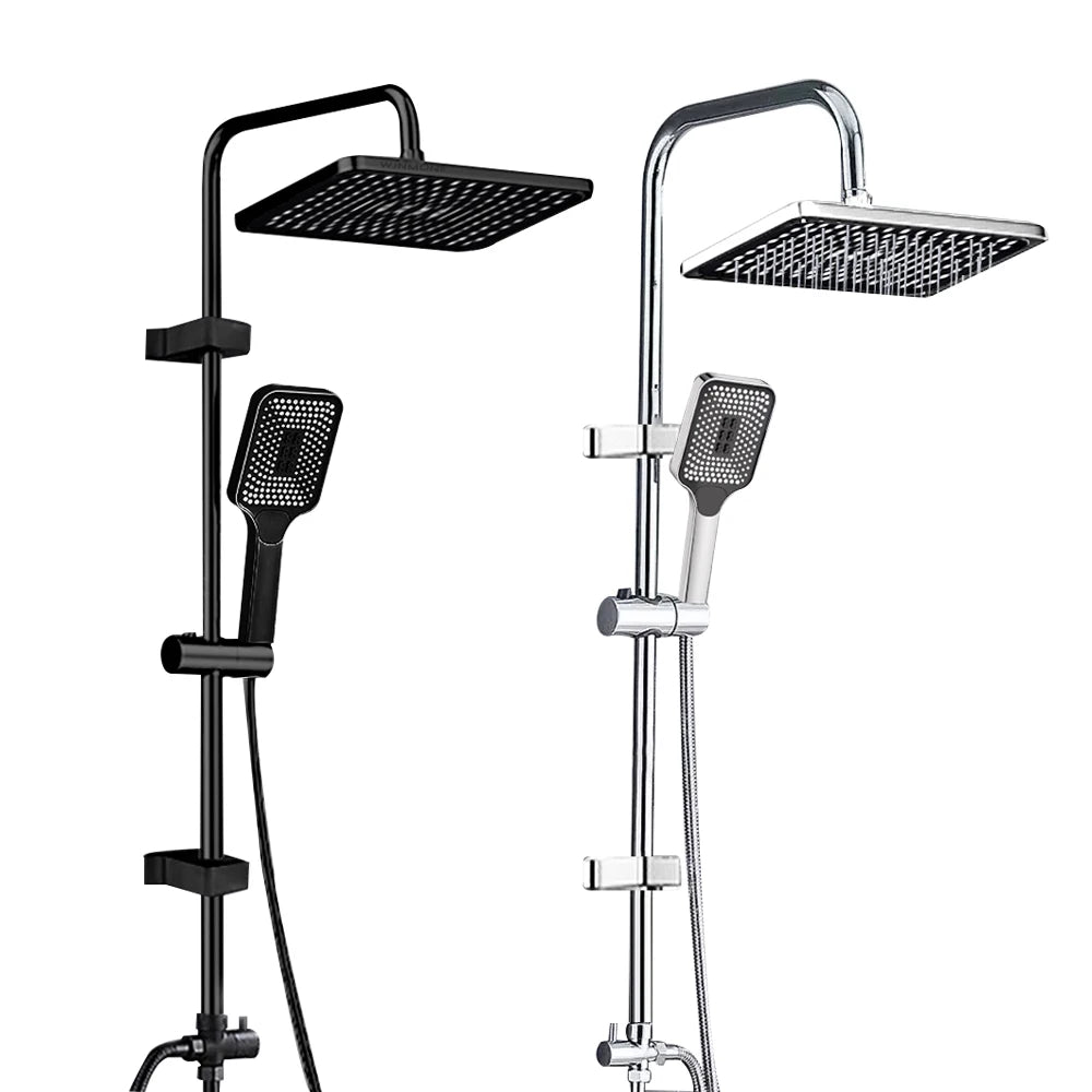 Black Shower Column Set Bathroom Accessories 3 Way Water Diverter Valve Bathtub Mixer Showers Faucet Pressurization Shower Head