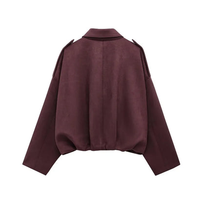 MUJER 2025 Suede Bomber Jackets for Women Outerwears Oversized Jacket Woman Streetwear Zip Women's Coats Padded Varsity Jackets