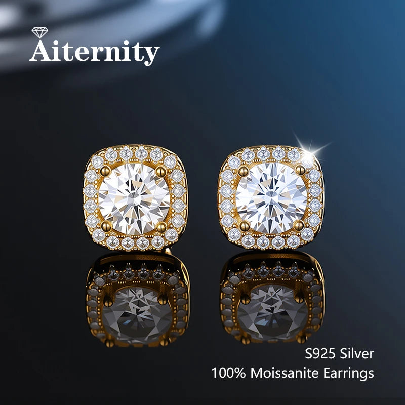 HOT Moissanite S925 Sterling Silver Stud Earrings For Women And Men With 2 Certificates Pass Diamond Test Pen Fine Jewelry