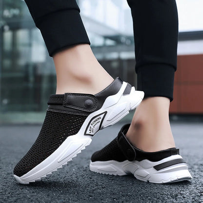 2025 Summer Flip Flops Large Size Men's Half-Slippers Men's Sandals Student Bag-Toe Sandals Beach Shoes Casual Breathable