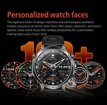 2026 New Military 1400mAh Battery Smart Watch Men Outdoor Flashlight 10ATM Waterproof Heart Rate Bluetooth Call Sports Bracelets