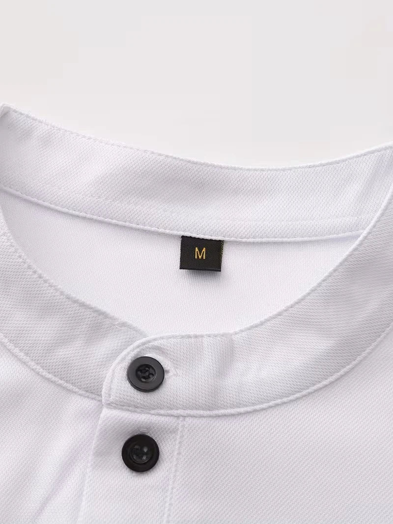 Summer Men's Casual Sleeveless Polo Shirt Golf Embroidery Stand Collar Button Tank Top for Sports