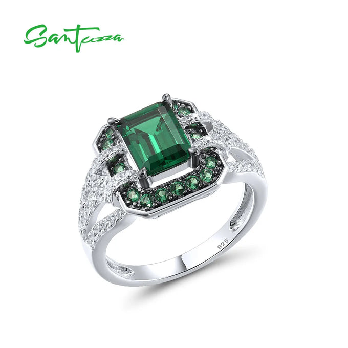Green Stone & Zirconia Ring — product image