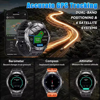 2026 Hot Sales Outdoor Durable GPS Sports Smart Watch Built-in GPS 1000mAh Battery 10ATM Waterproof 1.75" AOD Men Military Watch