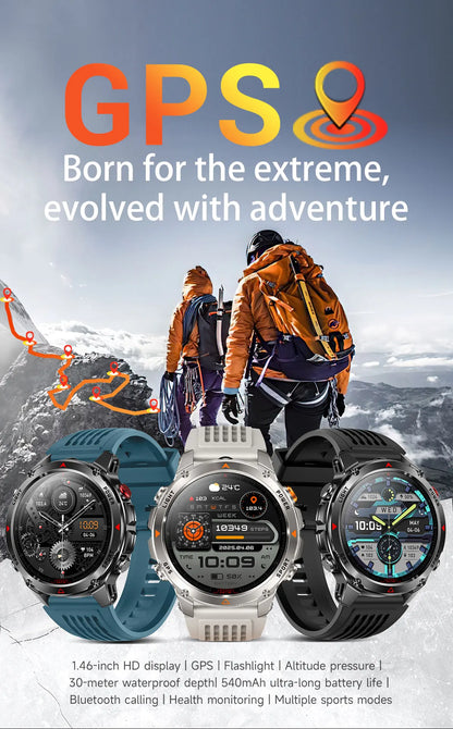 HT37 T-Rex 3 Pro Military GPS Smart Watch Waterproof Dual-band GNSS Compass Altimeter Swim 170 Sports Mode Watch with Flashlight