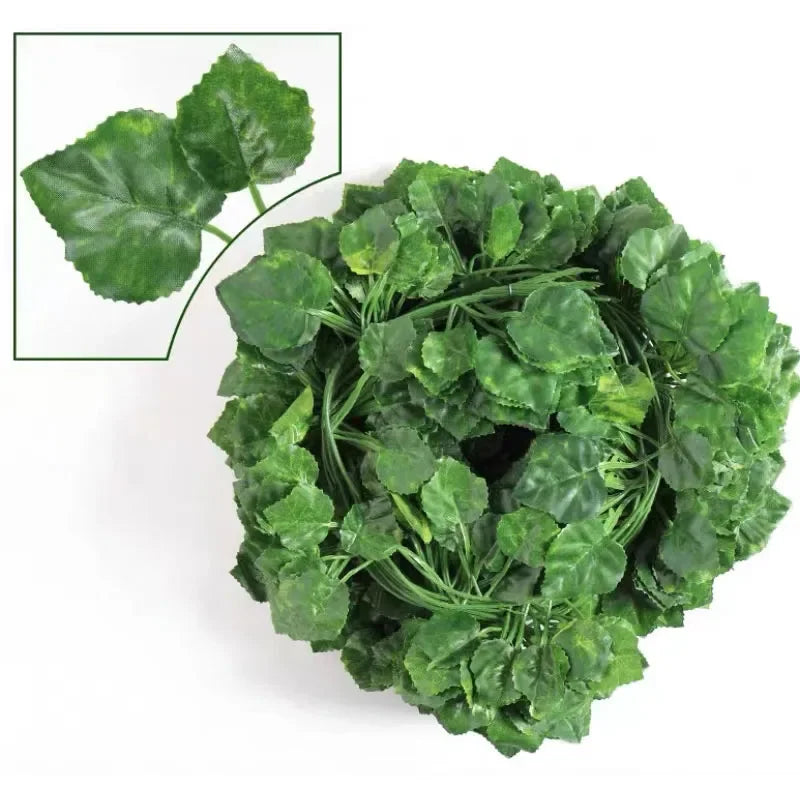 Artificial Green Ivy Leaf Rattan Creeper Leaves Vine Hanging Garland DIY Fake Flowers Plants for Garden Wedding Party Home Decor