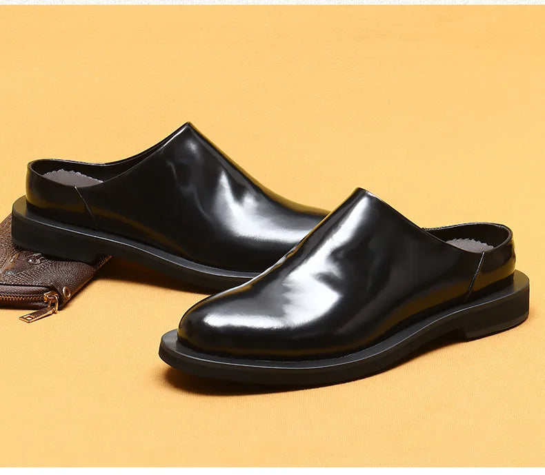 Luxury Men's Slippers Genuine Leather Loafers Men Moccasins Casual Non-slip Man Shoes Italian Summer Fashion Half Shoes for Men