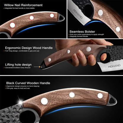 MDHAND Ultra-sharp and Wear-resistant Boning Knife, Stainless Steel Meat Cleaver, Outdoor Cooking Cutter Butcher knife Cutter