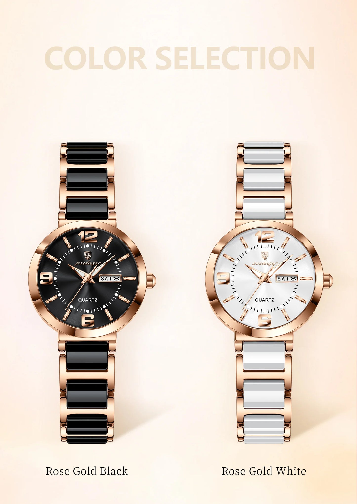 POEDAGAR Top Fashion Elegant Watch For Woman Week Date High Quality Waterproof Ladies Quartz Watch Stainless Steel Women Watches