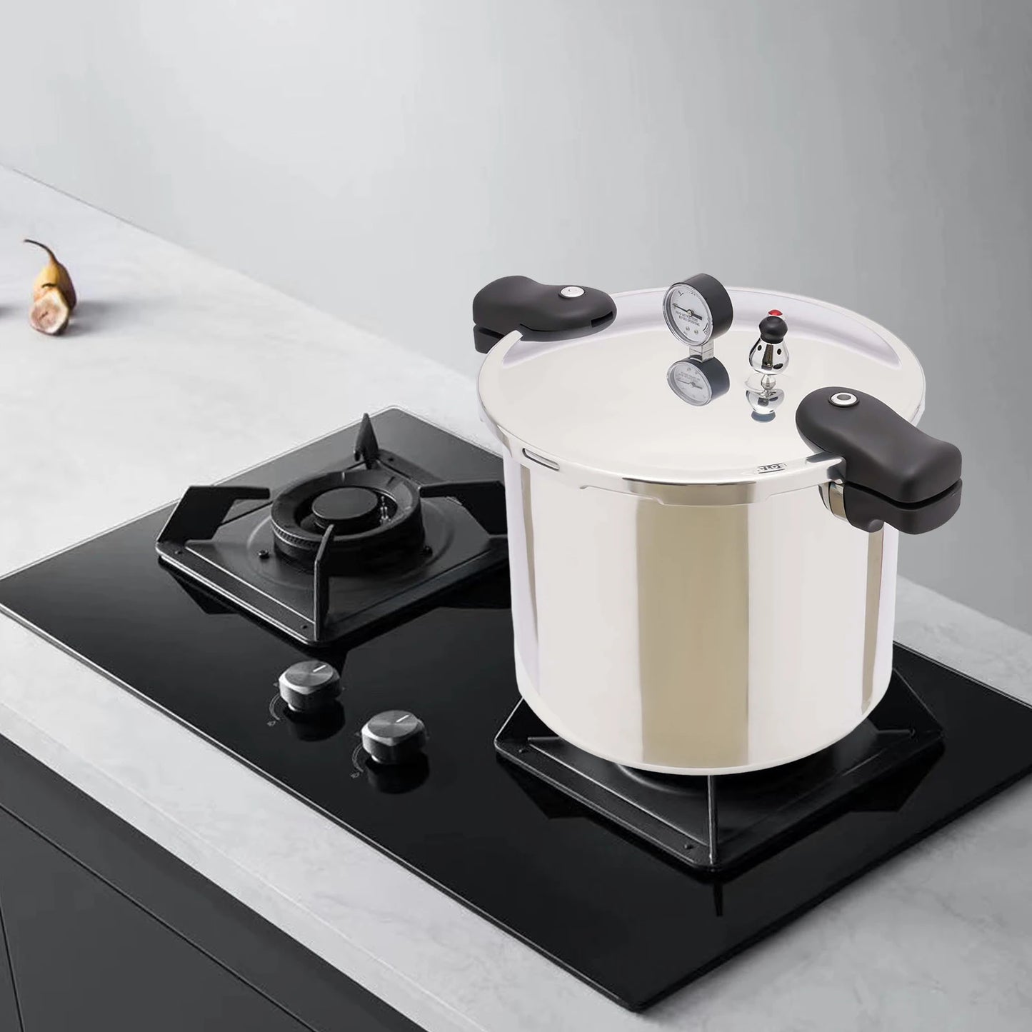 22L Aluminium Alloy Pressure Canner 90Kpa Thickened Explosion-proof Pressure Cooker Pot with Pressure Gauge and Safety Valve