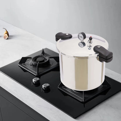 22L Aluminium Alloy Pressure Canner 90Kpa Thickened Explosion-proof Pressure Cooker Pot with Pressure Gauge and Safety Valve