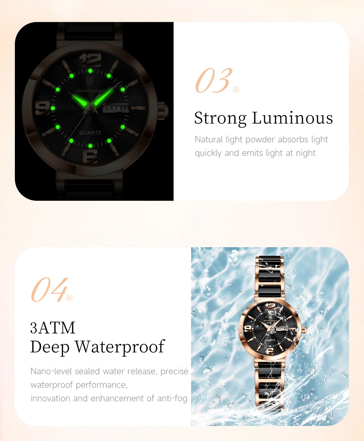 POEDAGAR Top Fashion Elegant Watch For Woman Week Date High Quality Waterproof Ladies Quartz Watch Stainless Steel Women Watches