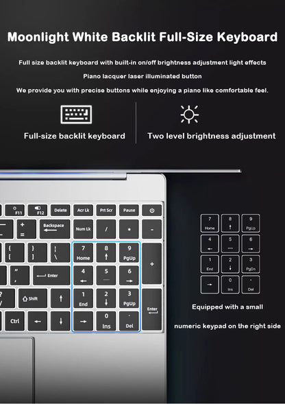 LENOU NEW 15.6" Laptop Intel Core i9-9900 32GB 2TB Windows 11 Gaming Computer PC Gamer office Ultra Slim Notebook 1920*1080 HD