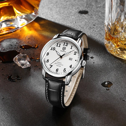 QINGXIYA Classic Business Watch  Men Calendar Quartz Watches Top Brand Luxury Leather Waterproof Mens Watches Relogio Masculino
