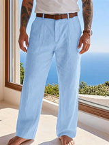 Men's Linen-Blend Straight-Leg Trousers — view 5