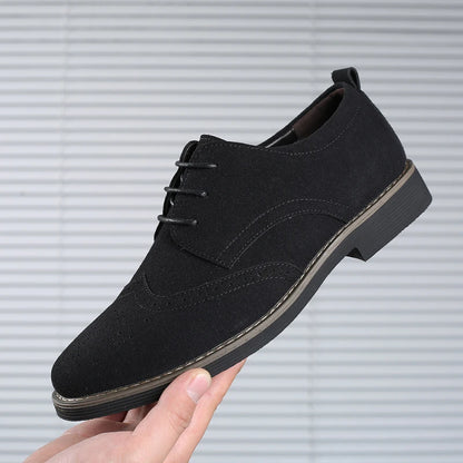 Mens Navy Blue Suede Wingtip Derby Shoes Classic Lace Up Formal Casual Dress Shoes For Business Wedding Office Wear British
