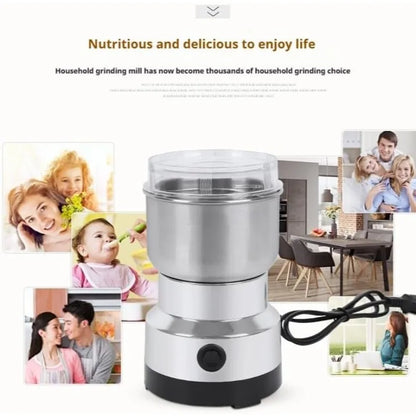Moongiantgo Coffee Grinder Electric, Mini Spice Grinder, 200W 10s Fast Grinding, Dry Grain Mill for Spices Seeds Rice Beans Seasonings, with Replacment Stainless Steel Blade (Silver, 110V)
