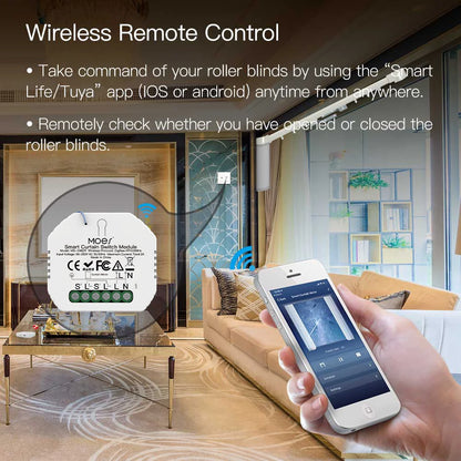 Moes Tuya ZigBee Smart RF433 Curtain Switch Module DIY for Motorized Roller Blinds Motor 2MQTT Smart Life APP Alexa Google Home