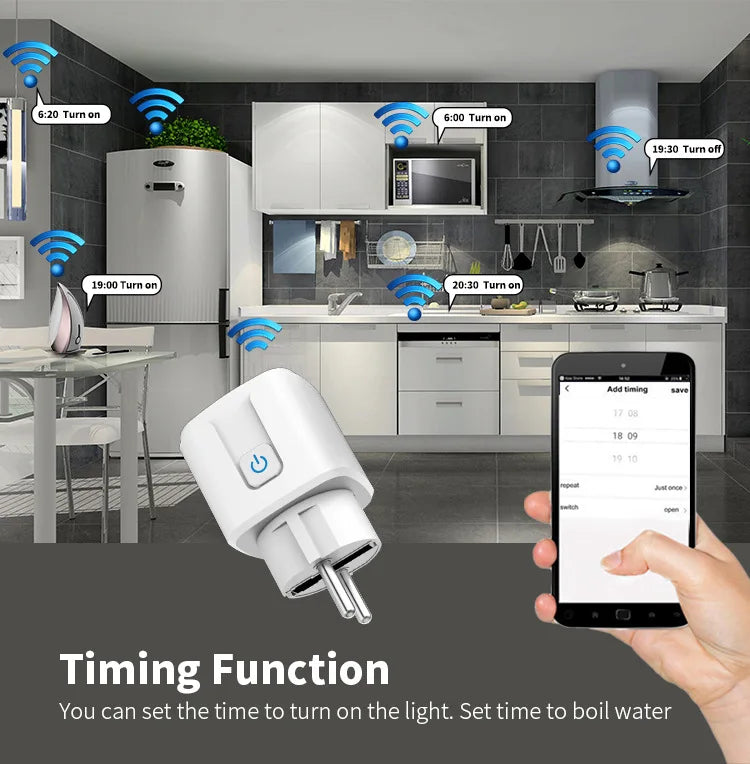 Smart Plug WiFi Socket EU 16A/20A With Power Monitor Timing Function Tuya app Smart Life APP Works With Alexa Google Home