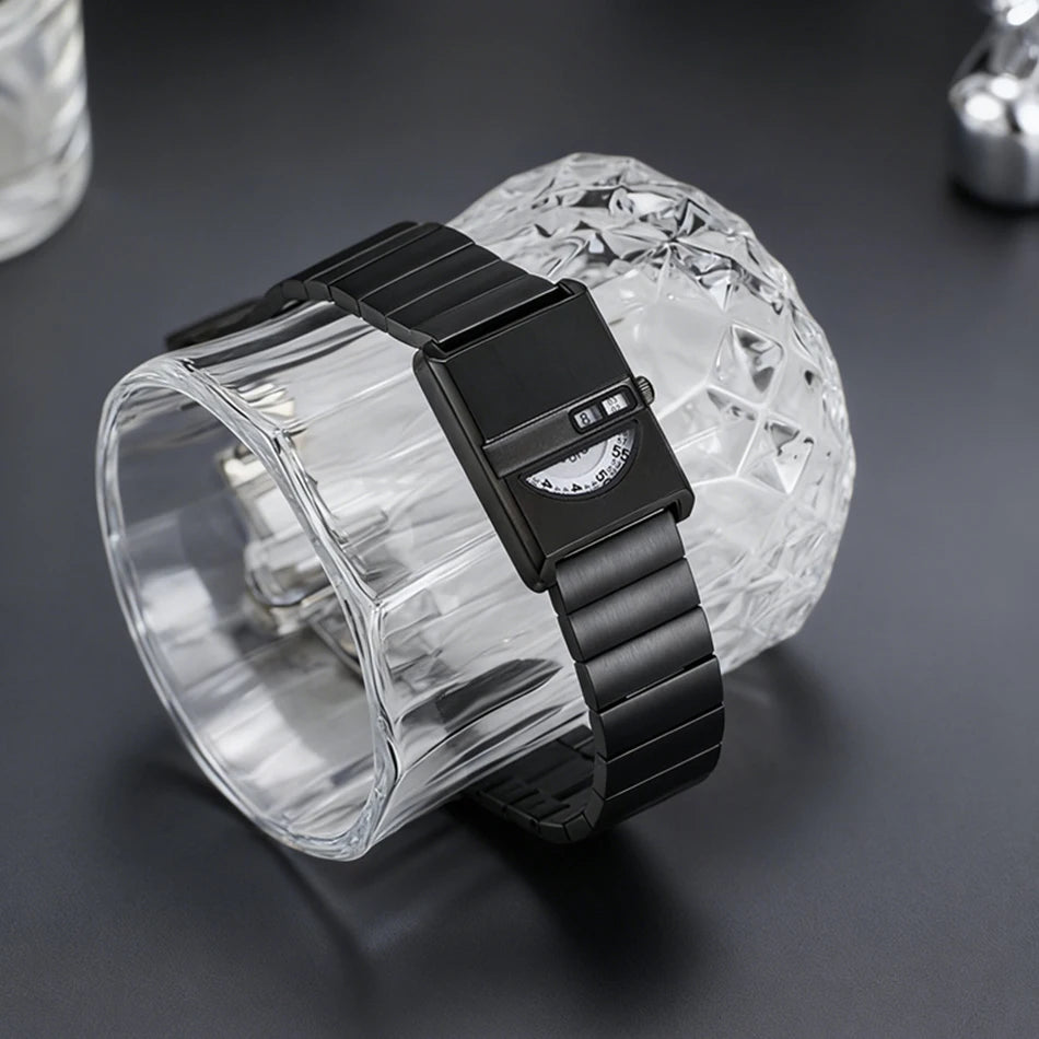 Square Sports Watch for Men Silver Stainless Steel Strap Luxury Brand New in Men's Watches High Quality Gifts Quartz Watch