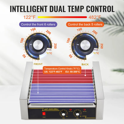 SucceBuy  5/7/11 Commercial Hot Dog Roller Electric Sausage Maker Barbecue Grill Machine for Camping Party Home Appliance 110V