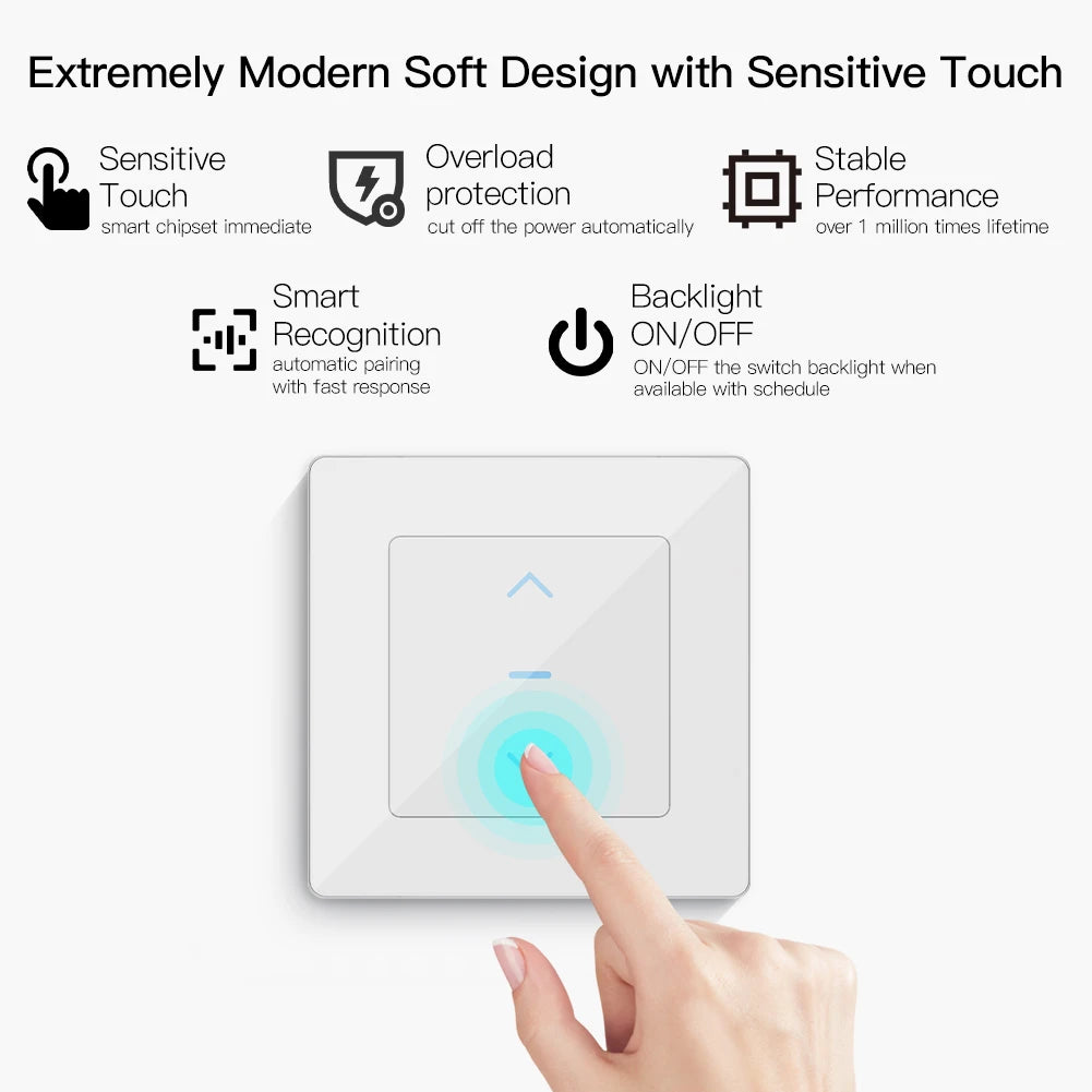 New WiFi Smart Curtain Switch Touch Design for Motorized Curtains and Roller Blinds work with Tuya Smart Life App Alexa Google