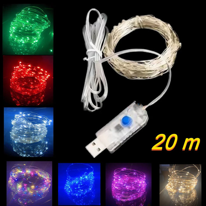 USB Silver-Wire Fairy Lights — product image