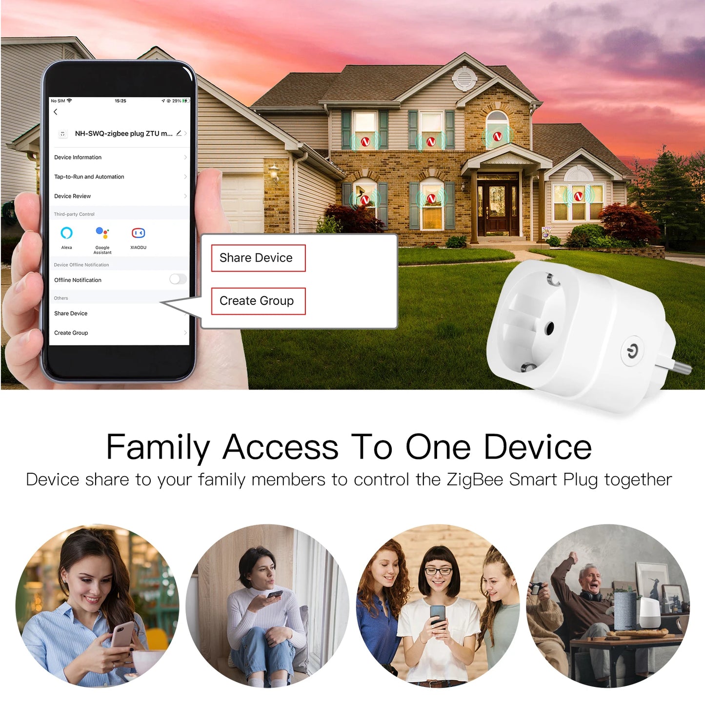 Moes ZigBee Tuya Socket Power Plug 16A Smart APP Wireless Socket Outlet Functional Energy Monitor Timer Alexa Google EU