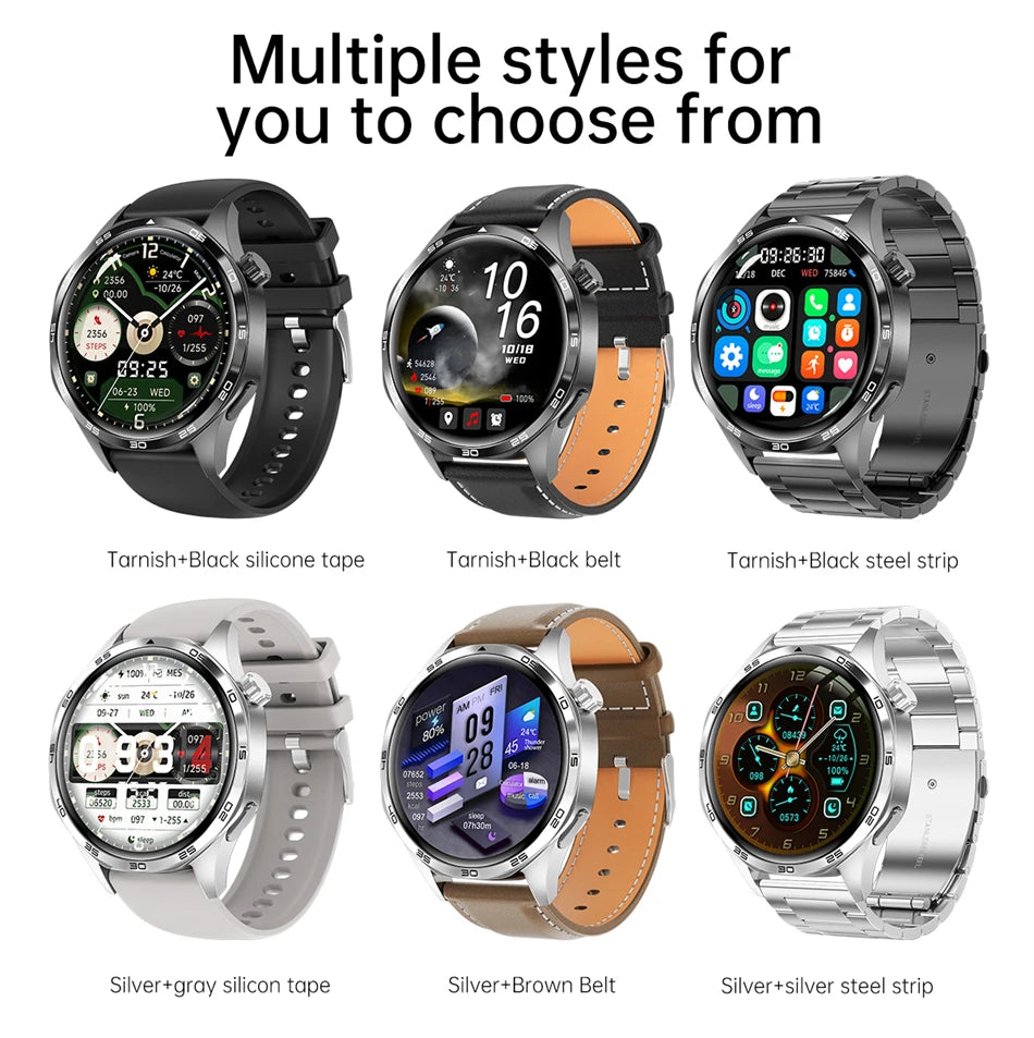 BOXUXING 2026 New Smart Watch Men Watch 5 Pro AMOLED HD Screen Bluetooth Call GPS Trajectory NFC Heart Rate Compass SmartWatches