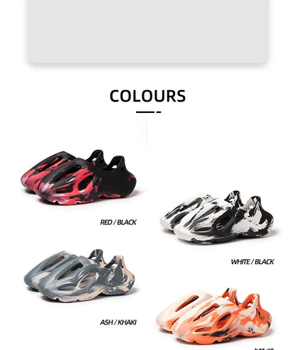Irregular colors Unisex Beach Sandals EVA Hollow Garden Shoes Tie-dyed Designer Hole Slippers Sneakers  Slip On Foam Runner