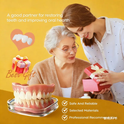 Dentures Full Set Natural Upper Lower Braces Silicone Denture Set for Men Women Instant Confident Fake Tooth Oral Hygiene Care