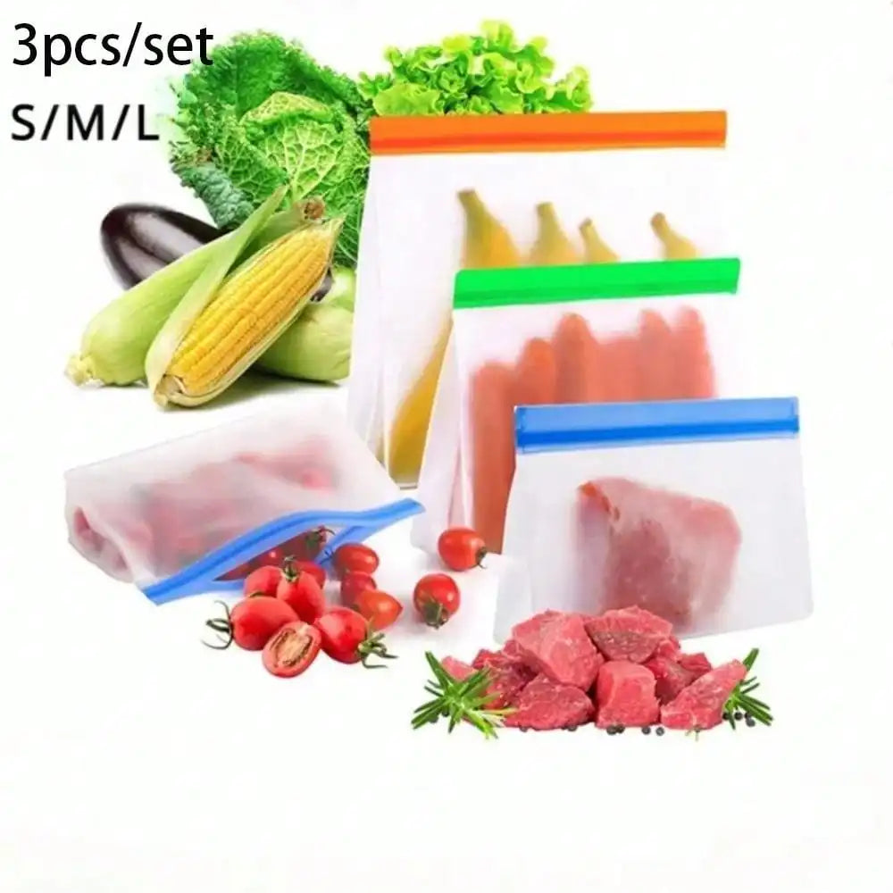 9-Piece PEVA Food Storage Bag Set - Reusable Leakproof Freezer Bags with Stand-Up Design