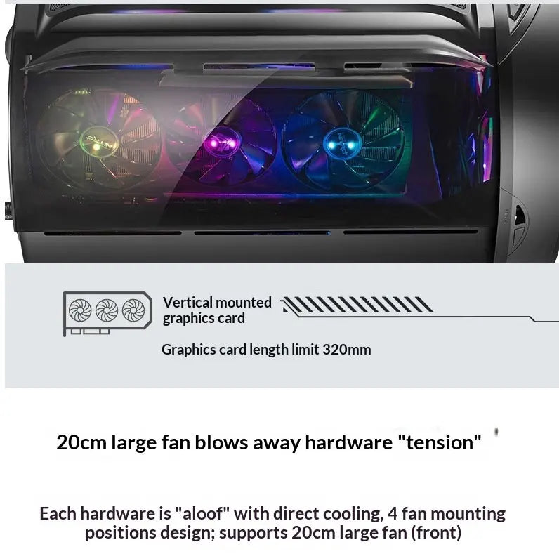 WJCOOLMAN Yuanqidan Mini Computer Case - Circular Side-Exposed Desktop Computer Case Compatible with 240 Water Cooling