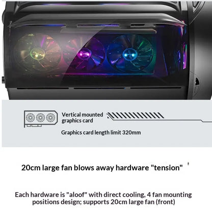 WJCOOLMAN Yuanqidan Mini Computer Case - Circular Side-Exposed Desktop Computer Case Compatible with 240 Water Cooling