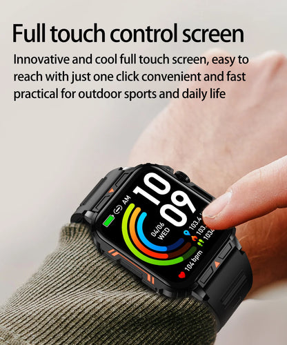 Military Men Smart Watch Health Monitor Wireless Call Smartwatch Fitness IP68 Waterproof Sports Watches for Women Android 2026