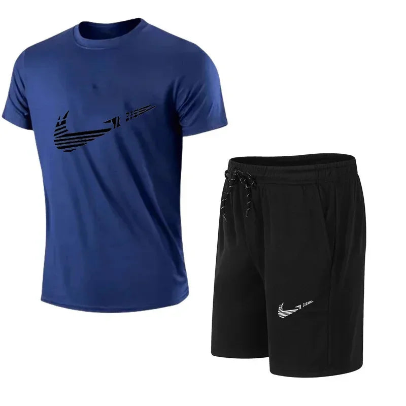 2025 Summer Fashion Men's Tracksuit T-shirt Shorts Set Leisure Short Sleeve Set Jogging Gym Suit Brand Clothing