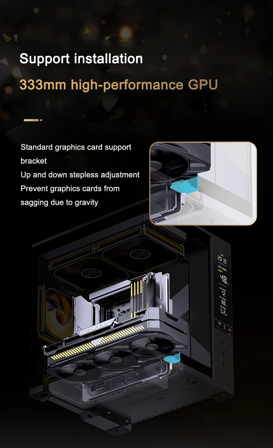 Jonsbo D34 MATX SeaviewRoom Chassis Support 280 Cold Row ATX Power Supply Type-C Digital Monitoring Screen Mini-ITX Desktop Case
