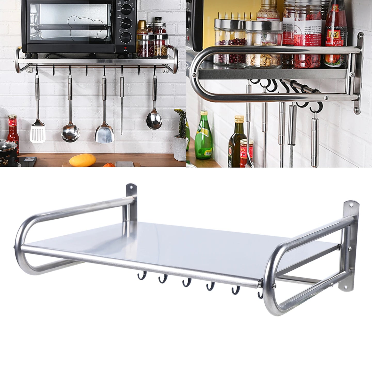 Microwave Oven Rack Stainless Steel Microwave Oven Shelf Wall-Mounted Kitchen Shelf Kitchen Shelves Counter