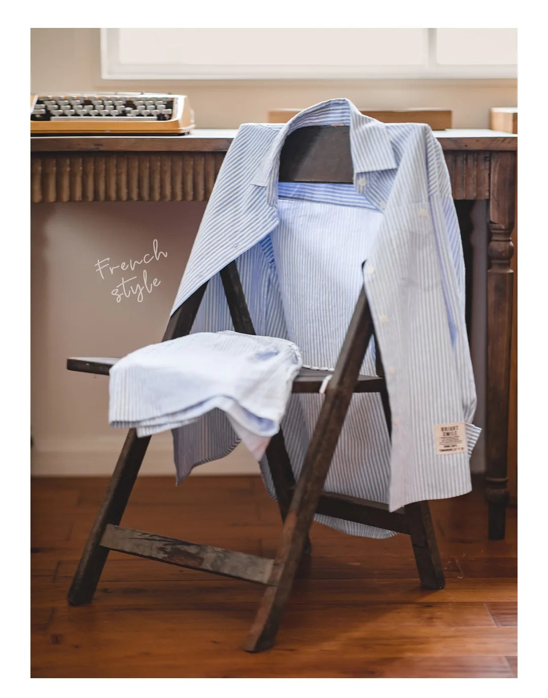 Maden Women's Blue White Striped Shirt and Shorts Sets Loose Casual French Classic Summer Suit Elegant Matching Two Piece Set