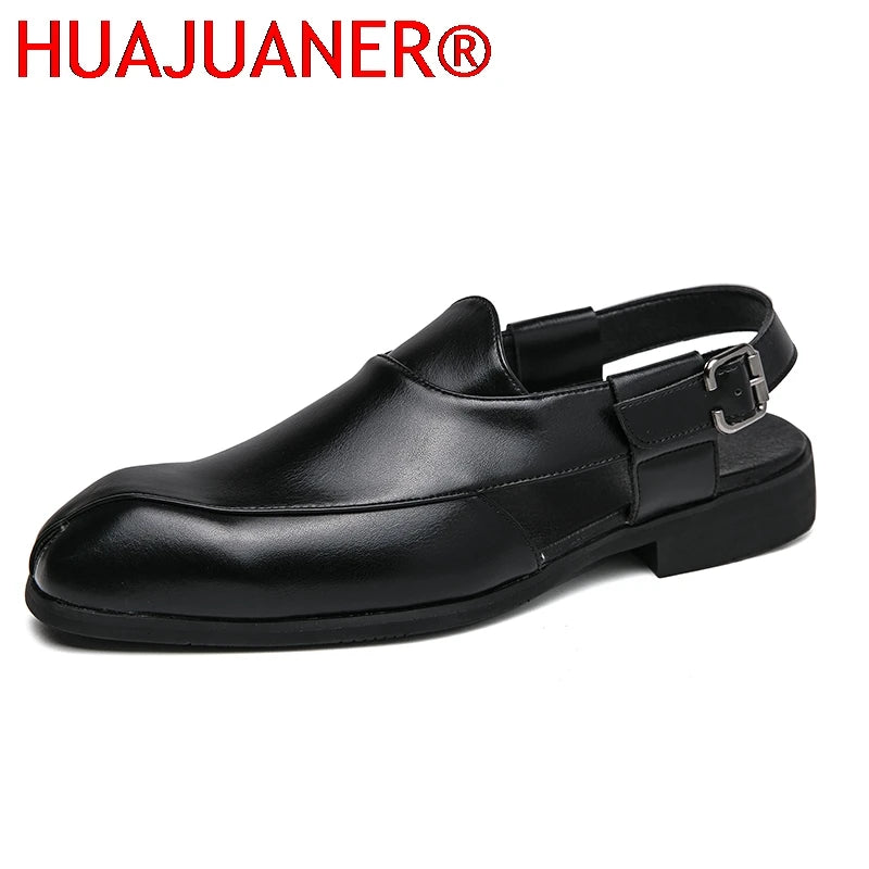 Hollow Out Dress Party Sandals Fashion Leather Summer Shoes Men Leisure Formal Flats Business Footwear Men's Wedding Sandals